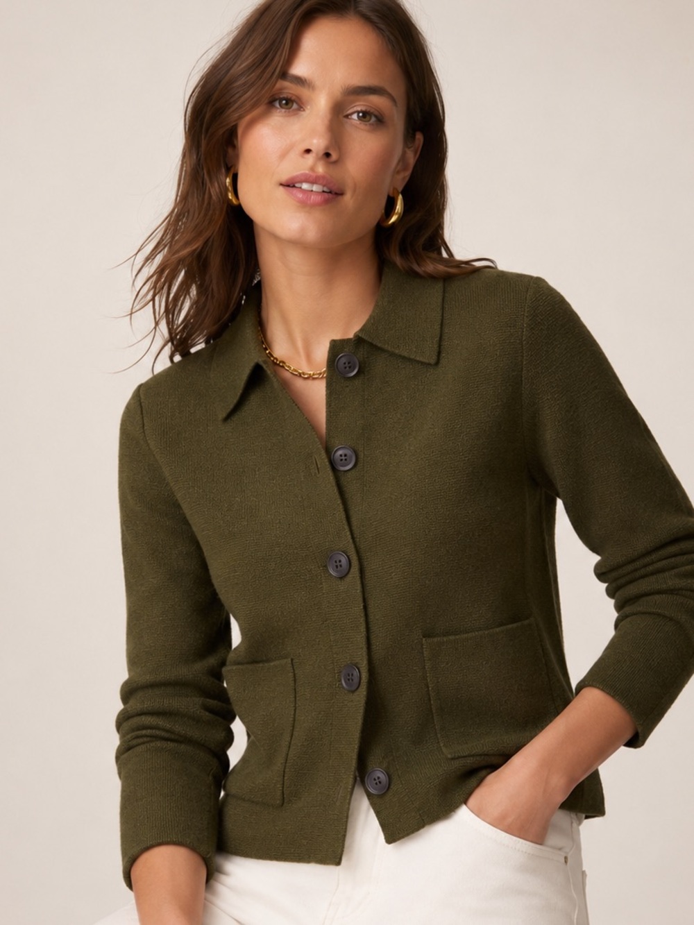J. Crew Polo cardigan sweater Heather Loden